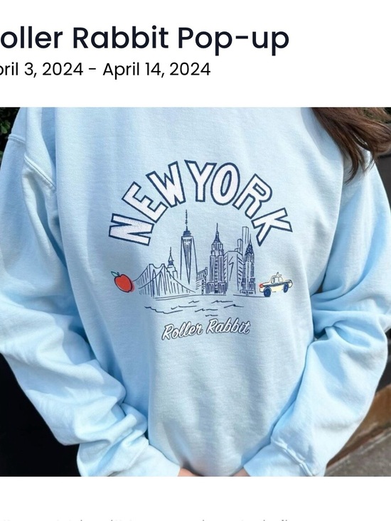 Roller Rabbit Sweaters - Roller Rabbit Light Blue New York Graphic Crewneck Sweater